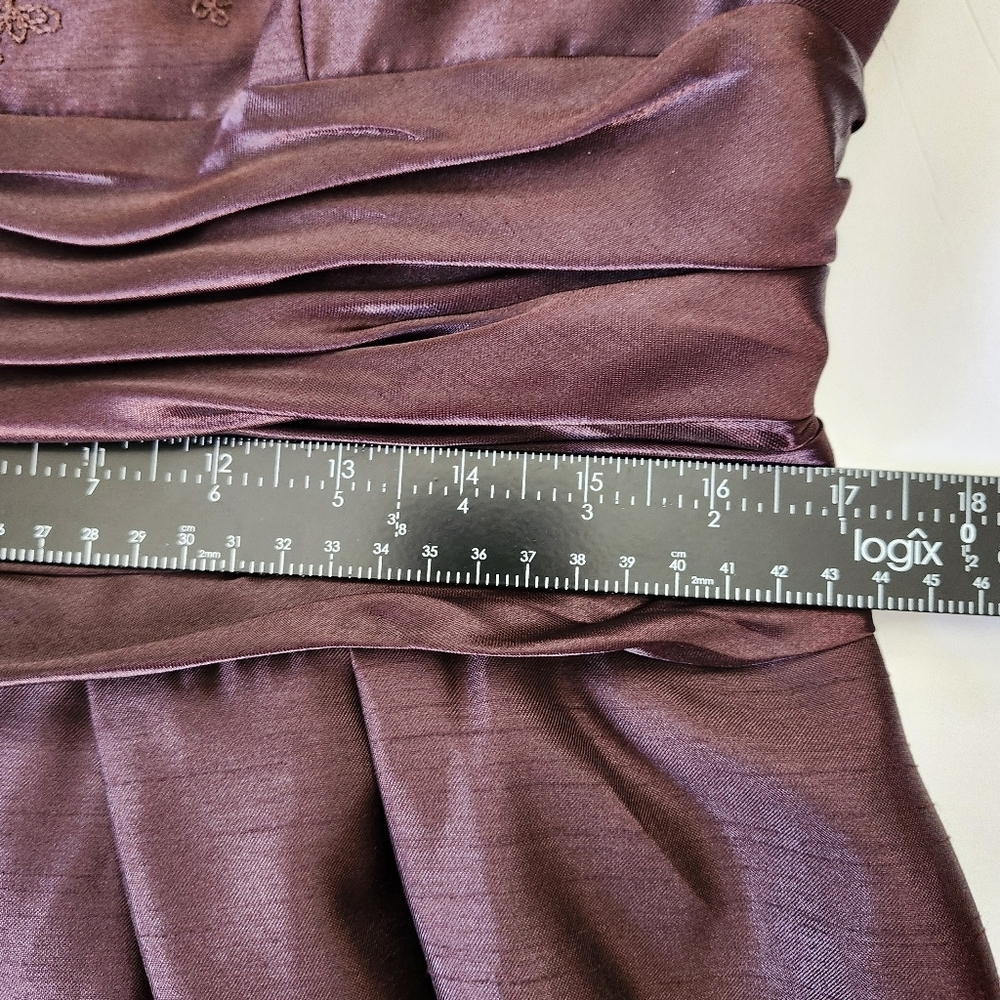 Vintage 90s Chocolate Brown Formal Embroidered A-Line Dress Y2K Fairy Homecoming - Picture 10 of 11